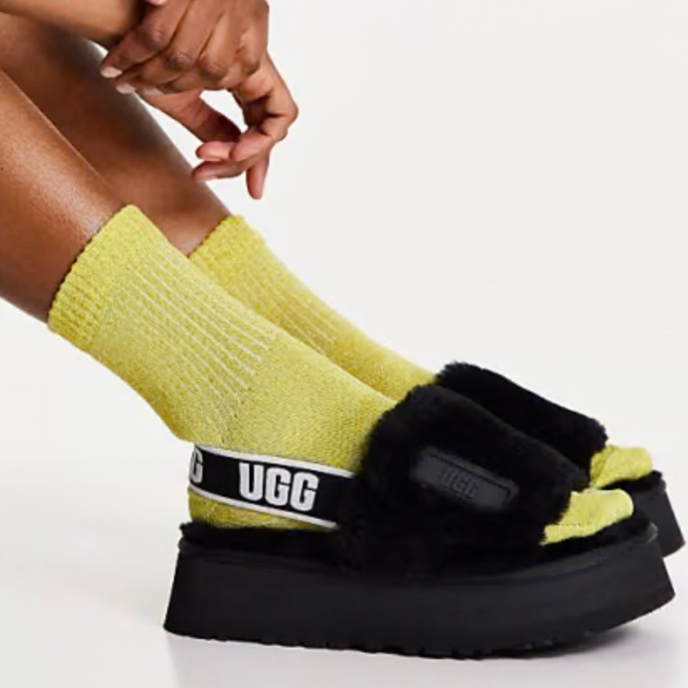UGG Disco Slide Platform Slippers - Size 7 - Black